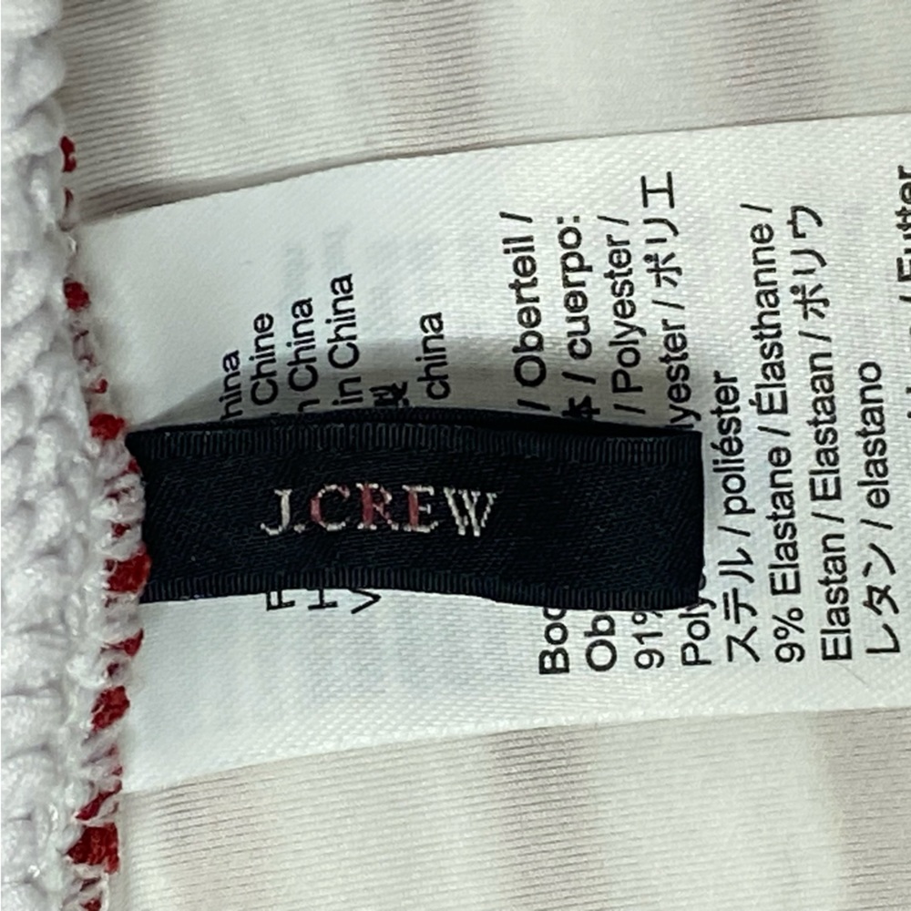 New J Crew Scrunchie Ring Bandeau One Piece Swimsuit in Red White Stripe… - Picture 3 of 13